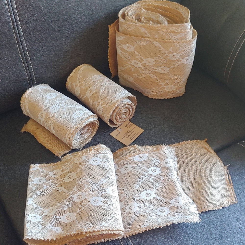 Burlap and Lace table centers